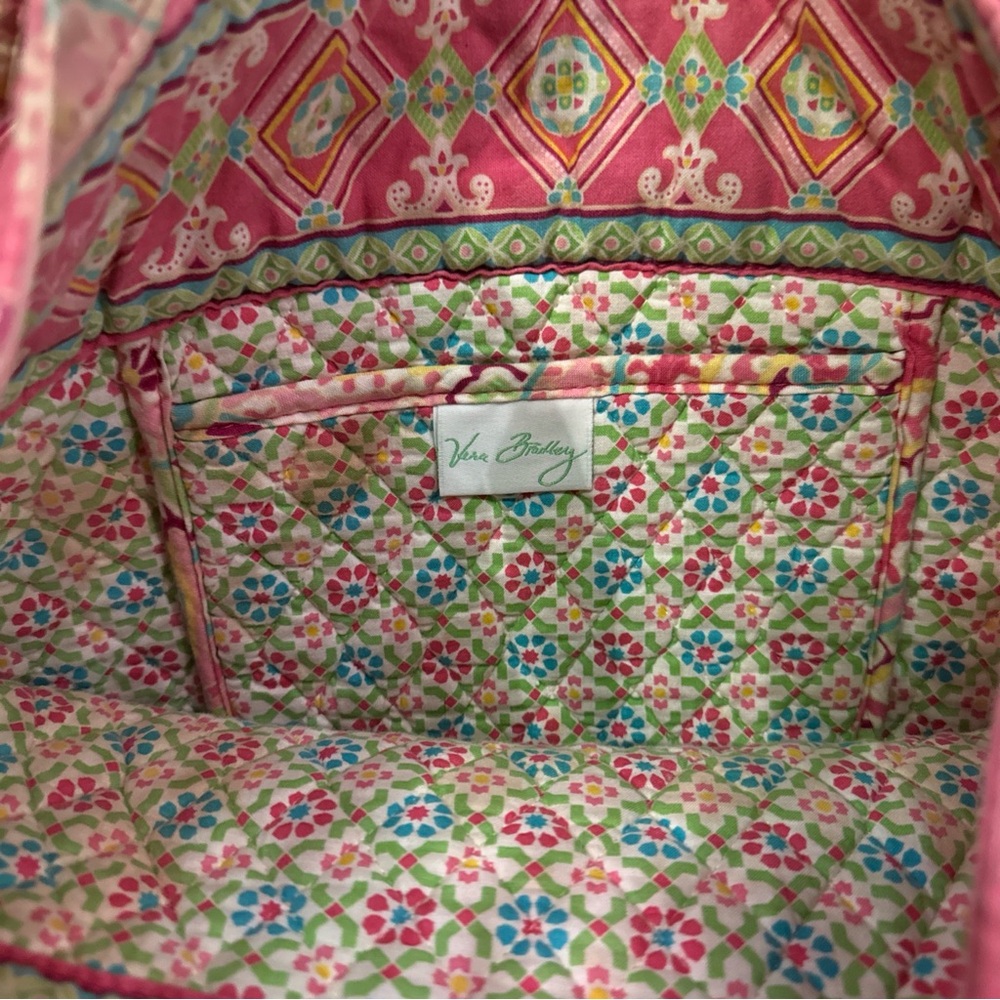 Vera Bradley Pink Paisley Floral Print Shoulder Purse Medium Size Bag Tote - Picture 5 of 6